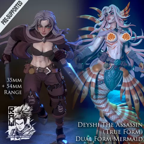 Deyshi The Assassin - Shapeshifting Mermaid Infiltrator (NSFW topless alt) by Ronin Arts Workshop