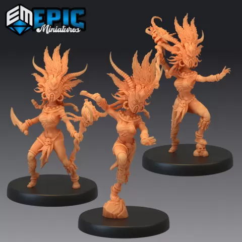 Cannibal Tribe Witch Set / Female Jungle Shaman / Masked Evil Sorceress by Epic-Miniatures