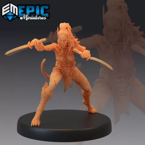 Werejaguar Lady Dagger / Catfolk Panther / Jungle Encounter / Female Were Cat Puma by Epic-Miniatures