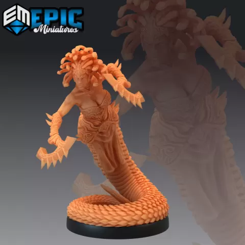 Gorgon Sisters Stheno Attacking / Medusa Sister / Half Snake Woman / Female Lamia by Epic-Miniatures
