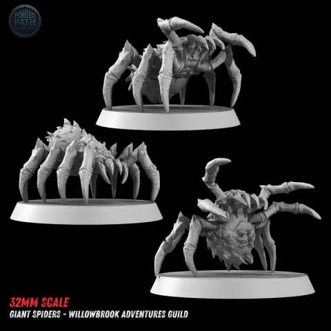 Giant Spider Miniatures Set of 3 for Fantasy RPGs | 32mm Scale STL by Forged Path Miniatures