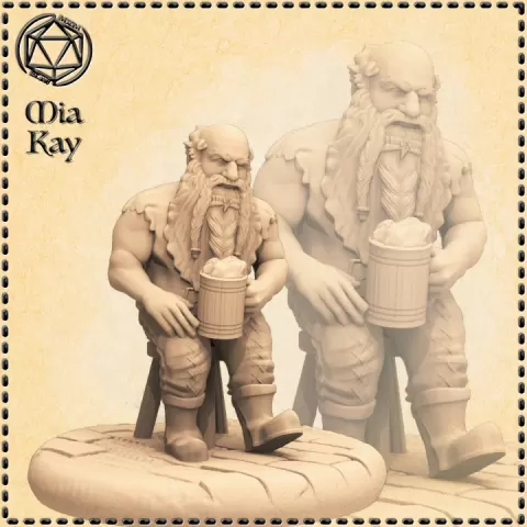 Dwarf Seated Bar Guest by M3DM