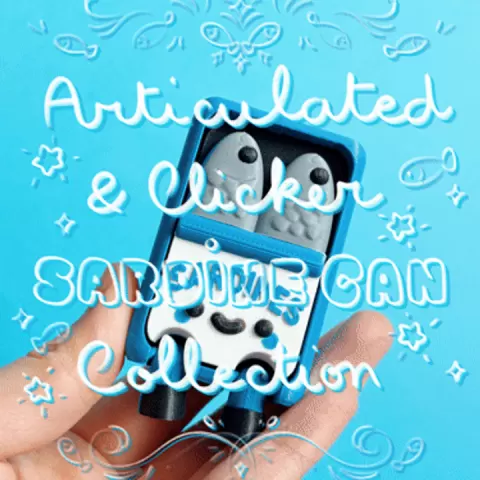 Cute Articulated & Clicker Sardine Can | No AMS | Print-in-place by FlexiGoji