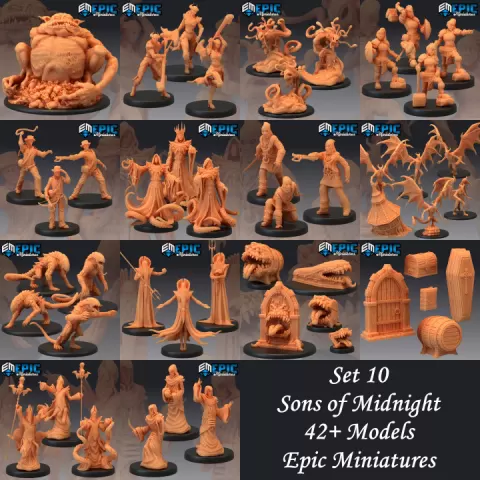 Sons of Midnight Set / Lovecraft Entities / Cosmic Horror Collection / Pre-Supported by Epic-Miniatures