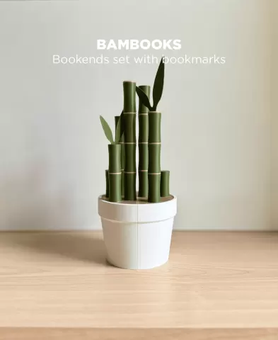 Bambooks, bookends with bookmarks.