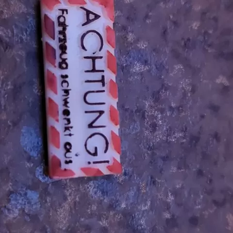 German sign "ACHTUNG! Fahrzeug schwenkt aus"for Tamiya Trucks and trailers 1:14