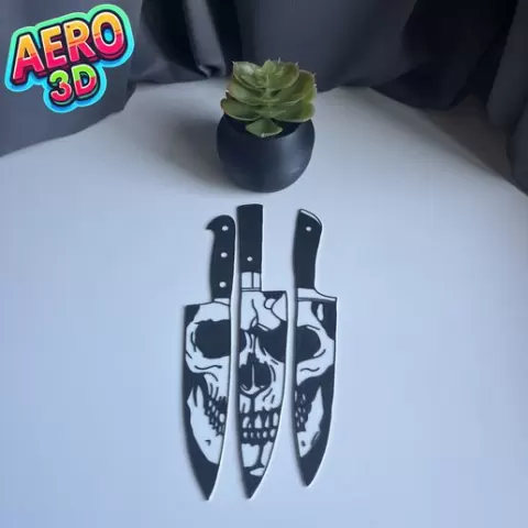 SPOOKY SKULL COMBO KNIVES/KNIFE