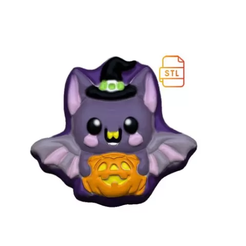 Kawaii Witch bat with Pumpkin Hummingbird STL FILE FOR 3D PRINTING - LASER CNC ROUTER - 3D PRINTABLE MODEL STL MODEL STL DOWNLOAD BATH BOMB/SOAP