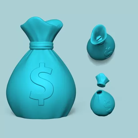 Money Bag - Piggy Bank - PiggyBank Coin Sack STL