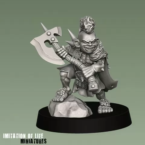 Bingo the barbarian, Chaotic Halfling Warlord by Imitation of Life Miniatures
