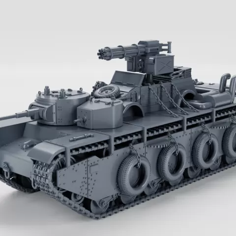 Heavy Tank T35 + Kubelwagen car (USSR+Germany, WW2) converted to CYBERPUNK style