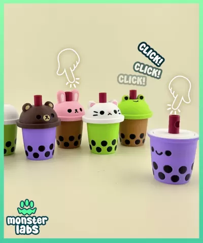 Bubble Tea Fidget Clicker Keychain Bundle
