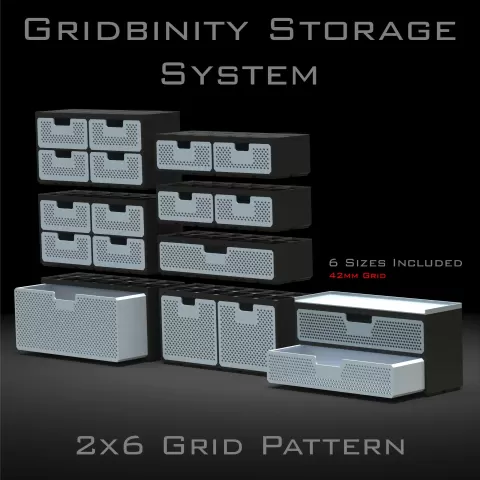 Gridbinity Storage System - 2 x 6 Grid Pattern - T-GMAN