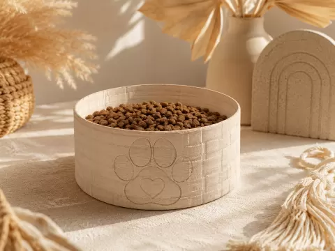 Boho Pet Bowl | Woven Texture for Cats & Dogs