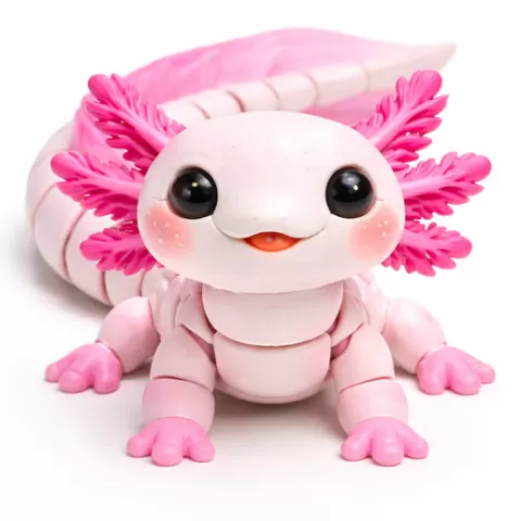Flexi Axolotl Articulated Fidget Toy – Print-in-Place Cute Salamander STL