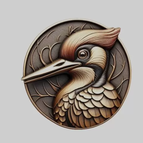 Woodpecker Animal Head Woodpecker Animal Medallion for CNC Router Laser & 3D Printer