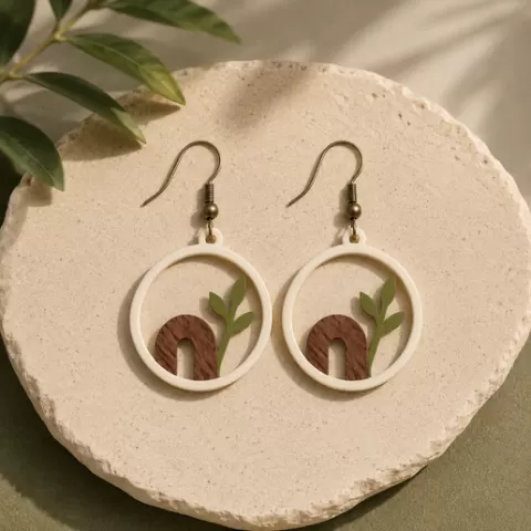 Aros Hornero Casa STL | Pendientes Naturales con Rama – Diseño Argentino 3D Print | Hornero Nest Earrings STL