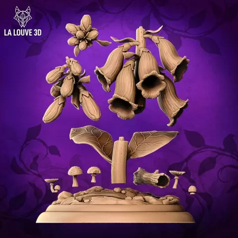 Diorama giant foxgloves and tiny elements by La Louve 3D