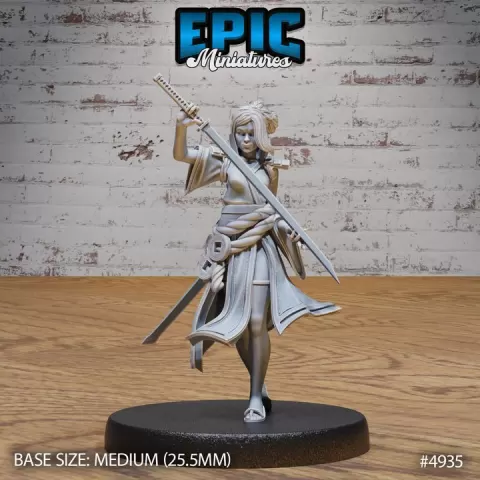 Samura Woman / Legendary Ronin / Female Sword Lord / Humanoid Blade Master / Japanese Warrior / Eastern Human Fighter / Mystical Katana Lord / Ancient Temple Guard / Asia Encounter by Epic-Miniatures