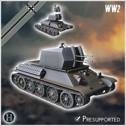 Flakpanzer T-34 anti-aircraft gun - Germany Eastern Front Stalingrad Berlin Bulge WWII by Hartolia Miniatures