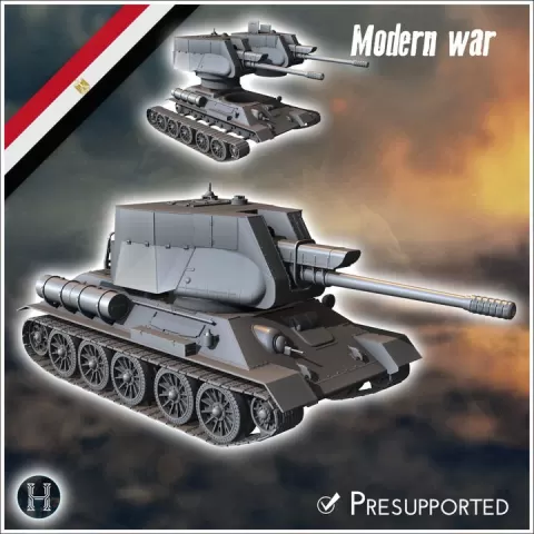 T122 SPG 122mm assault gun - Egypt Egyptian Cold War Africa Arabic Arab Middle Near East by Hartolia Miniatures