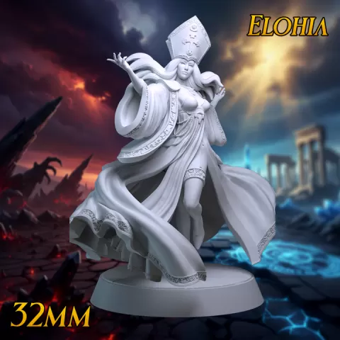 Elohia 32mm - Cleric Healer Priestess - Cleric Priestess - Cleric Healer - Cleric by Print Fantasy