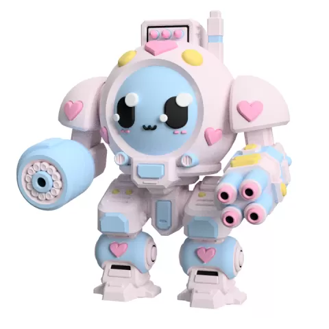 UWU Strike Force 'Heartbreaker ' Cute Sci-Fi Heart-Themed Mech Miniature for Tabletop Wargames | Royalty-Free 3D Print File by CC0hort