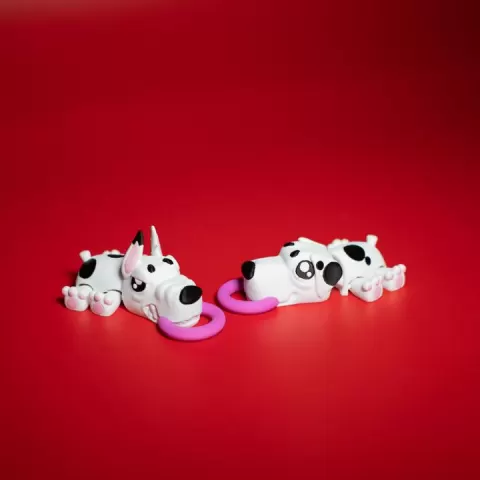 Articulated 3D Printed Toy & Keychain – Great Dane – Cute & Angry Flexi Dog (Cropped & Natural Ears) by DUDKA
