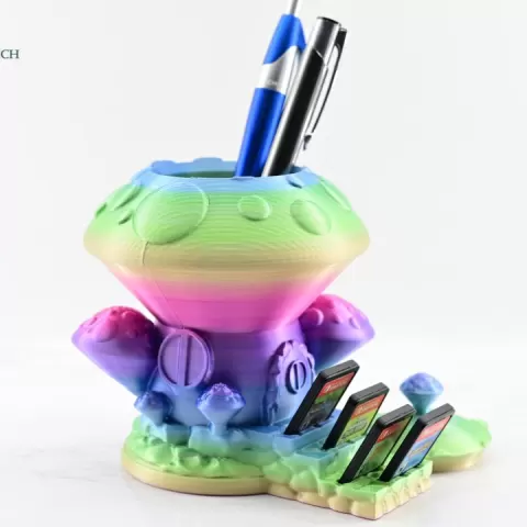 MUSHROOM HOUSE SWITCH GAME CARD AND PEN HOLDER - GAMING DESK ACCESSORY, GAME CARD ORGANIZER, HOME DECOR, COOL GIFT by Cobotech