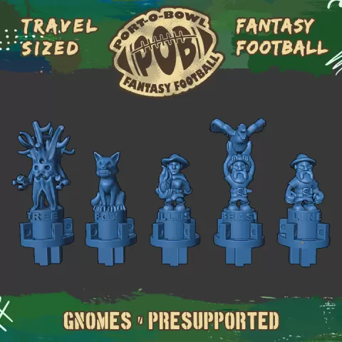 Port-O-Bowl: Travel-sized Fantasy Football Gnomes Team by Star Pharaoh Foundry