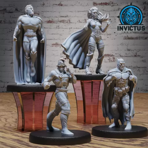 Superhero Team Set / Crime Fighter Vigilantly / Galactic Brave Fighter / Space Warrior / Cosmic War Alien / Star Battle Army / Heroic Valiant / Sci-Fi Encounter by Epic-Miniatures