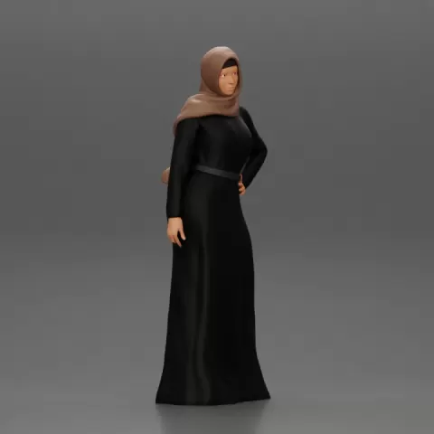 woman in Hijab Abaya Dress by 3DGeschaft Miniatures Figures