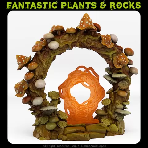 FOREST MUSHROOMS PORTAL WITH ITS MUSHROOMS SLIME EFFECT by Fantastic Plants And Rocks