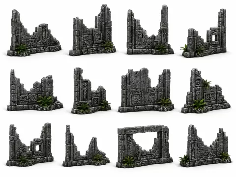ruined walls set scatter terrain for exodite set