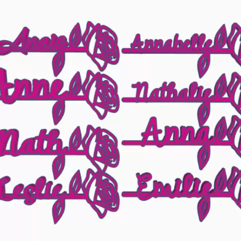 8 roses Emilie, Anna, Anne, Nath, Nathalie, Leslie, Anabelle, anais