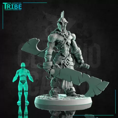 (L 0029) Male giant undead guradian knight with two big swords (Large) by Claudio Casini Art