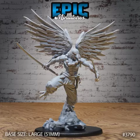 Tengu Bird Folk Lord Attacking / Winged Avian / Raven Humanoid / Heavenly Samurai Warrior / Blade Master / Bird Folk / Japanese Mythology by Epic-Miniatures