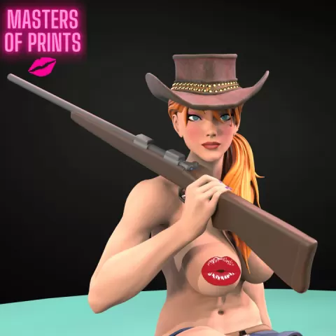 PINUP COWGIRL - JANNE - SFW AND NSFW - EROTIC MINIATURE 75 MM SCALE by PrintPleasure