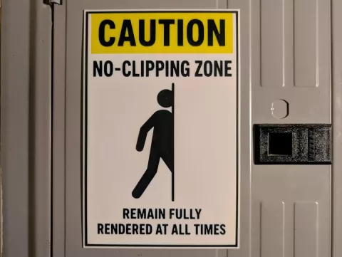 Backrooms No-Clipping Zone Caution Sign