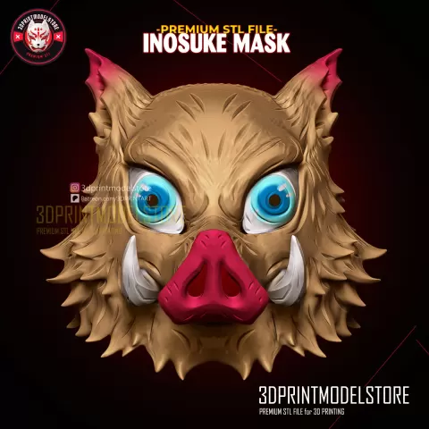 Inosuke Mask - Demon Slayer Cosplay Helmet - Kimetsu Zaiba - 3DPRINTMODELSTORE