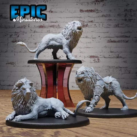 Lion Set / Carnival Wild Animal Artist / Funfair Cat Performer / Mysterious Circus Resident / Evil Predator Beast / African Cabinet Encounter by Epic-Miniatures