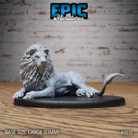 Lion Resting / Wild Animal / Evil Predator / Utopian Beast / Big Feline Cat / Wild Southern Creature / African Encounter by Epic-Miniatures