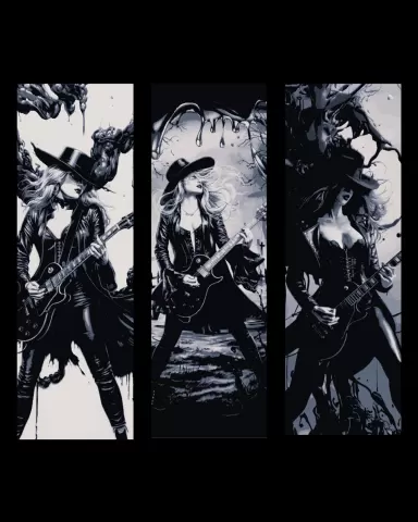 Rock and Roll Lives - Rock Power Guitarist Beauty - Set of Bookmarks