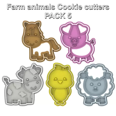 Farm animals - cookie cutter - PACK 5