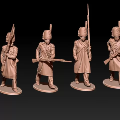 Napoleonic french grenadiers in greatcoat and bearskin by Kozak miniatures