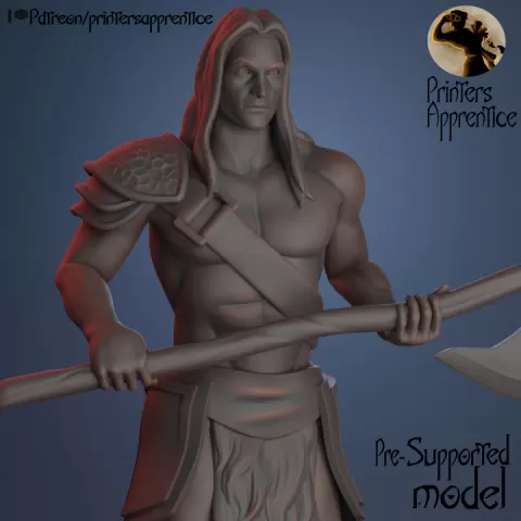 The Axe Barbarian | Pre-supported mini | 30mm | by The Printer's Apprentice