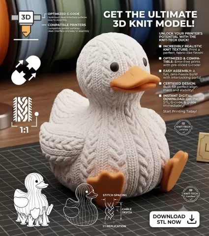 Knitted Duck From Knitted Animals Series