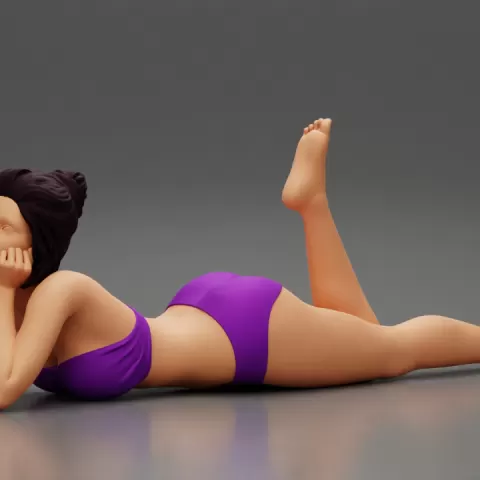 Sexy woman lying in fashionable elegant bikini swimsuit by 3DGeschaft Miniatures Figures