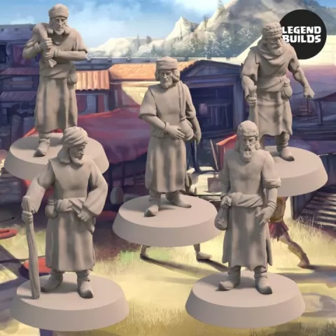 Civilians of the Empire of Jagrad Bundle (5 unique miniatures) - 3D printable miniature – STL file by LegendBuilds
