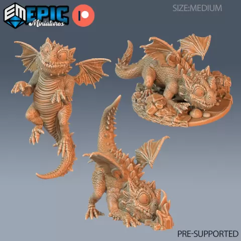 Baby Dragon Set / Legendary Mini Dragon / Winged Mountain Encounter / Dragonborn Beast / Draconic Army by Epic-Miniatures